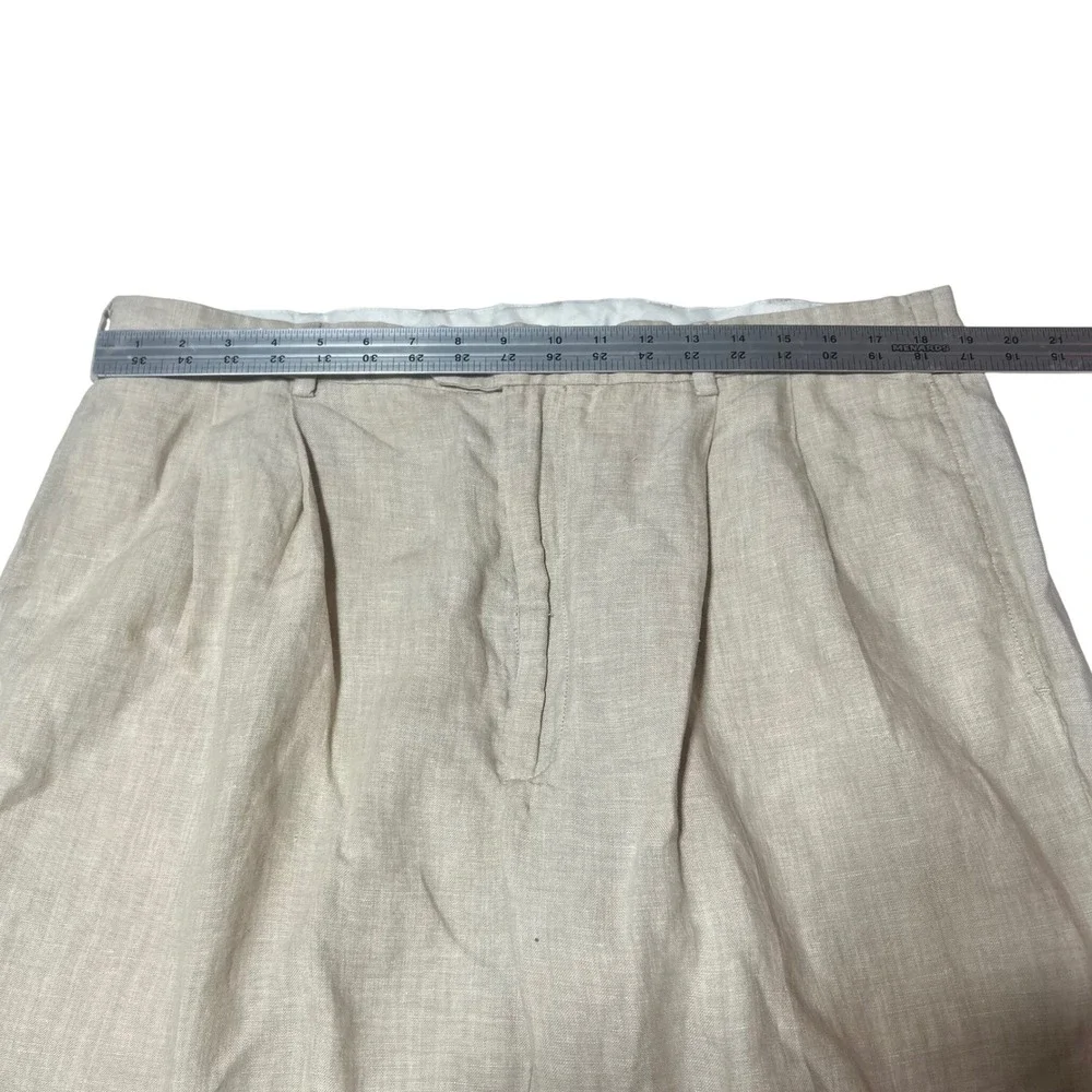 Jos A Bank Travelers Collection 100% Linen Pleated Pants Beige Mens 40x30